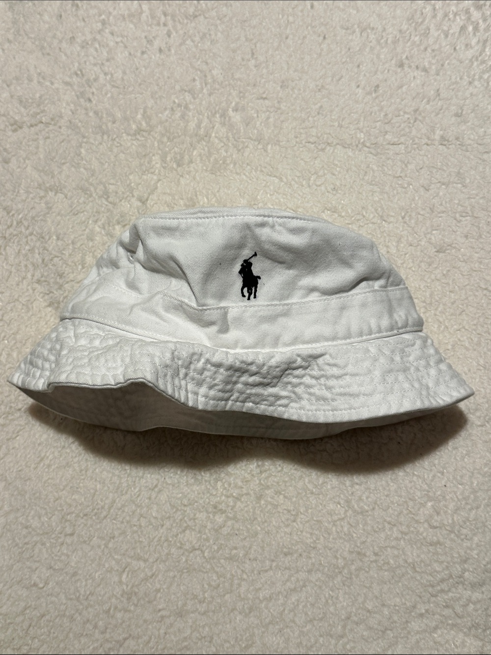 Polo by Ralph Lauren White Bucket Hat with Black Pony Embroidery